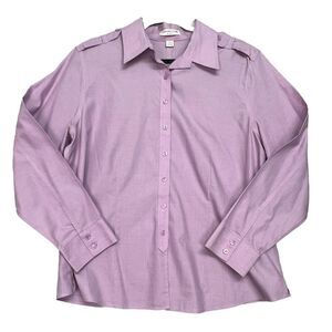 Coldwater Creek Lavender Purple Button Up Long Sleeve No Iron Top Size PXL, 18